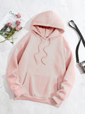 Simple Drawstring Loose Hoodie, Casual Hooded Fashion Long Sleeve Sweatshirt, Women's Clothing