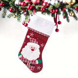 No Feather Custom Embroidered Polyester Christmas Stockings, Classic Style, Festive Holiday Decor with Elderly Snowman, Penguin, and Reindeer Designs for Home & Kitchen Use