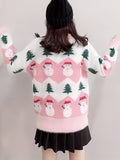 Women's Christmas Sweater, Polyester Knit Pullover, Round Neck, Festive Holiday Pattern, Autumn/Winter Fashion, Cozy Warm Sweatshirt for Ladies