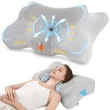 Odorless Memory Foam Cervical Pillow For Neck Relief, Ergonomic Orthopedic Sleeping Neck Contoured Support For Side Sleepers, Back And Stomach Sleepers With Hollow Design