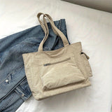 deanwangkt  Large Capacity Corduroy Tote Bag, Minimalist All-Match Handbag, Daily Use Bag For Students, Office Shoulder Bag