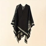 Slit Warm Large Shawl Casual Windproof Shawl Sunscreen Wrap Fashion Print Shawl Cape For Women