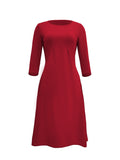 Solid 3/4 Sleeve Dress, Elegant Crew Neck Simple Versatile Dress, Women's Clothing