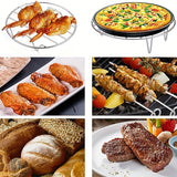 1pc Premium Round Stainless Steel Cooking Rack - Fish Poachers with High Foot Steaming, Four-Cornered, Kitchen Tools, and Supplies for Healthy Meal Preparation