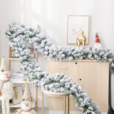 1pc, 9FT Snow Flocked Christmas Garland, Snowy Artificial Christmas Garland, Winter Frosted Holiday Pine Garland White Cedar Garland For Xmas Tree Stairs Fireplace Decor