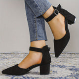 deanwangkt  Stylish Spring High Heels: Breathable Micro Suede, Secure Ankle Strap, Pointed Toe - All-Day Comfort & Versatility