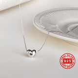 925 Sterling Silver Mini Love Heart Pendant Necklace Simple Style Neck Chain Jewelry Decoration