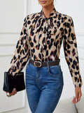 Women's Blouses Fashion Allover Print Bow Neck Blouse