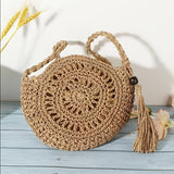 Bohemian Woven Round Shoulder Bag, Minimalist Crossbody Bag, All-Match Summer Beach Bag