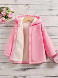 Hooded Fleece Jacket With Button Casual Long Sleeve Hoodies For Autumn And Winter, Everyday