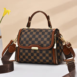 deanwangkt-1 Niche Retro Pattern Satchel Bag, Classic Checkerboard Pattern Shoulder Bag, All-Match Messenger Bag For Women