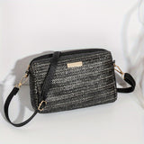 Woven Elegant Crossbody Bag, Zipper Holiday Vacation Beach Bag With Adjustable Strap