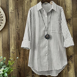 Gingham Print Shirt, Casual Button Front Long Sleeve Hem Acr Shirt With A Collar, Women's Clothing