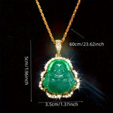 1pc Retro Imitation Jade Buddha Pendant Necklace Classic Versatile Synthetic Gems Pendant Jewelry Luck Accessories For Daily Wear, Gift For Friends