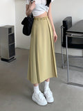 Pleated High Waist Skirt, Elegant Skirt For Spring & Summer, Women's Clothing