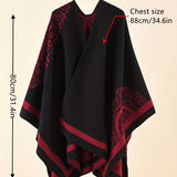 Slit Warm Large Shawl Casual Windproof Shawl Sunscreen Wrap Fashion Print Shawl Cape For Women