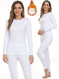 Womens Seamless Thermal Underwear Set - Soft & Stretchy Long Sleeve Tops & Pants - Warm Loungewear for All Seasons - Comfortable Crew Neck, Thermal Insulation, and Seamless Design for Effortless Style