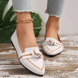 Womens Chic Knot Flat Shoes - Soft Knitted Slip-Ons with Pointed Toe - Ultra-Comfortable & Breathable for Everyday Style