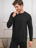 Stay Warm & Stylish: Men's Solid Color Thermal Crew Neck Top – Soft, Stretchy, Durable Knit for Winter