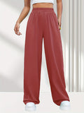 Solid Elastic Waist Loose Pants, Casual Wide Leg Pants For Spring & Summer, Women's Clothing