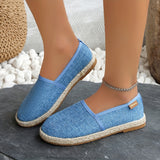 Womens Comfortable Canvas Slip-On Loafers - Lightweight, Breathable, and Flat Espadrille Shoes for Summer Walking - Fabric Inner, TPU Sole, and Plain Toe Design