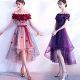 Solvbao Adorable High Low Tulle Off Shoulder Flowers Party Dress, Cute Homecoming Dress