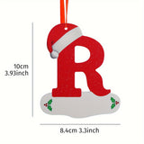 1PC Christmas Tree Decoration Letter Pendant - DIY Chevron Board Material Indoor Christmas Decorations with 26 Christmas Hat Letter for New Year Decorations