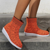 deanwangkt - Tangerine Red Casual Patchwork Round Comfortable Out Door Shoes