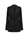 Solid Color Button Front Blazer, Business Casual Lapel Long Sleeve Blazer For Office & Work, Women's Clothing