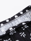 Men's Skull Pattern Casual Comfy Pants, Loose Stretchy Home Pajamas Bottom