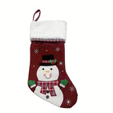 No Feather Custom Embroidered Polyester Christmas Stockings, Classic Style, Festive Holiday Decor with Elderly Snowman, Penguin, and Reindeer Designs for Home & Kitchen Use