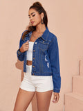 deanwangkt-1  Ripped Single-breasted Chest Pocket Denim Jacket, Lapel Long Sleeve Distressed Button Up Denim Coat, Women's Denim Jeans & Clothing