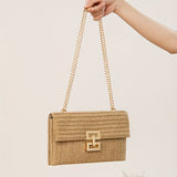 Chic Bohemian & Striped Braided Shoulder Bag - Secure Kiss Lock, Holiday Themed, Polyester Lined, Travel-Ready for Women