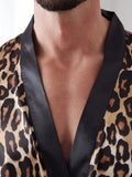 Mens Soft Leopard Pajama Set - Ultra-Soft and Gentle Fabric, Vibrant Premium Print Design, Cozy Sleep Robe and Matching Short - Latest Fashion Trend for Mens Comfort and Style