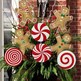 WINTOGETHER 4-8pcs Classic Christmas Gingerbread Man Ornaments, Red and White Candy Cane Tree Decorations, Large Festive Holiday Tree Toppers for Home, Office, and Party Decor, No Battery Required