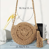 Bohemian Woven Round Shoulder Bag, Minimalist Crossbody Bag, All-Match Summer Beach Bag