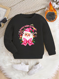 Girls' Festive Santa Claus Print Sweatshirt - Cozy Polyester, Round Neck Pullover for Fall/Winter