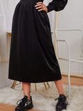 Lantern Sleeve Hooded Dress, Casual Cinched Waist A-line Dress For Fall & Winter, Women's Clothing