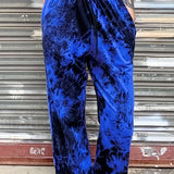 Plus Size Casual Pants, Women's Plus Tie Dye High Waist Harem Drawstring Pants With Pockets