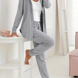 deanwangkt-1  Solid Casual Two-piece Set, Zip Up Hooded Long Sleeve Tops & Drawstring Long Length Pants Outfits, Women's Clothing