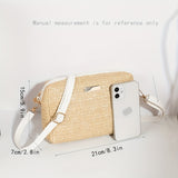 Woven Elegant Crossbody Bag, Zipper Holiday Vacation Beach Bag With Adjustable Strap