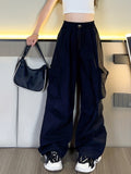 Girls Streetwear Big Pockets Loose Fit High-waisted Cargo Pants