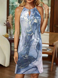 Gradient Print Halter Dress, Casual Sleeveless Mini Dress For Summer & Spring, Women's Clothing