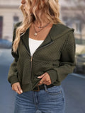 Zip Up Hoodie, Casual Solid Long Sleeve Versatile Jacket, Women's Clothing