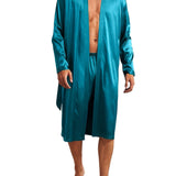 Mens Ultra-Comfortable Casual Pajama Sets - Stylish Solid Robe with Adjustable Lace Up, Roomy Shorts - Seamless One-piece Home Wear - Luxury Sleepwear for Lounging