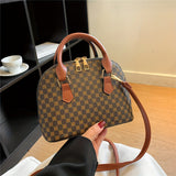 Vintage Geometric Pattern Shell Bag, Classic Zipper Textured Satchel Bag For Women