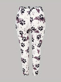 Plus Size Casual Pants, Women's Plus Paw & Splash Print Medium Stretch Leggings