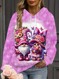 Women's Cute 3D Floral Fantasy Hoodie with Pocket - Polyester Blend Long Sleeve Pullover with Hood - Casual Knit Fabric Fashion Hooded Sweatshirt for All Seasons - Vivid Christmas Pattern Design