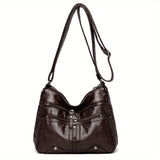 Solid Color Zipper Crossbody Bag, PU Leather Textured Bag, Classic Fashion Versatile Shoulder Bag