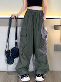 Girls Streetwear Big Pockets Loose Fit High-waisted Cargo Pants